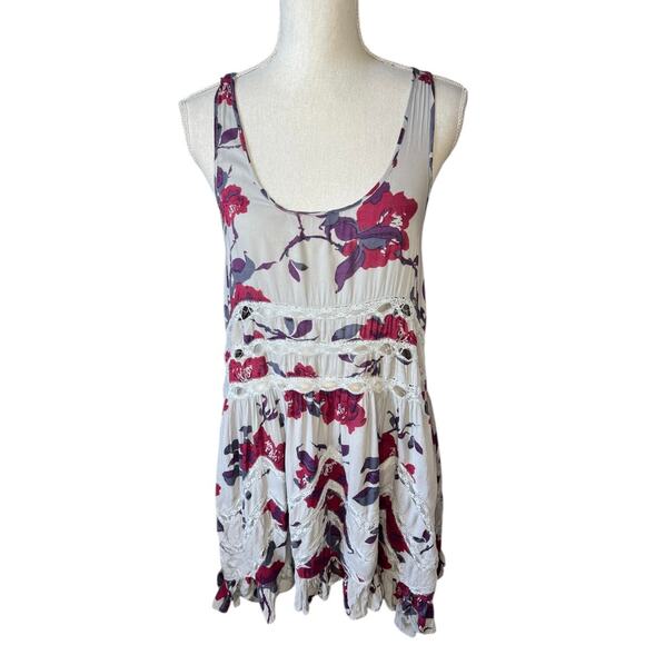 Free People Intimately Free People Slip Dress Floral Voile and Lace Trapeze boho - Picture 2 of 7